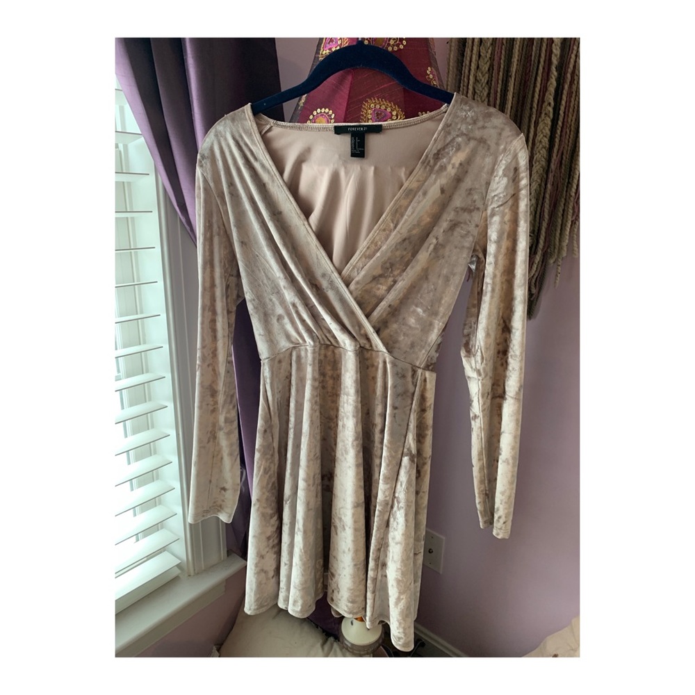 Silver Crushed Velvet Dress